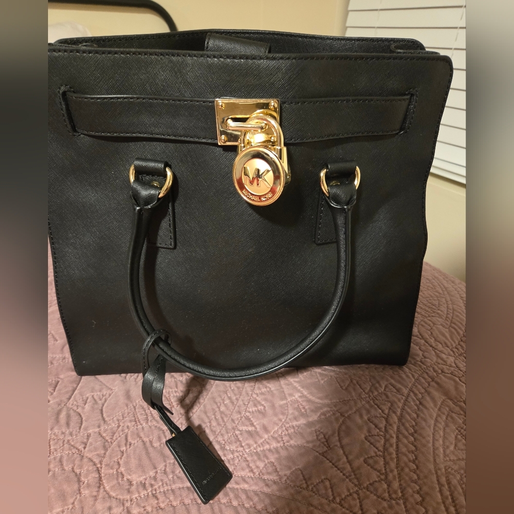 Michael Kors Black Satchel with Gold Accents